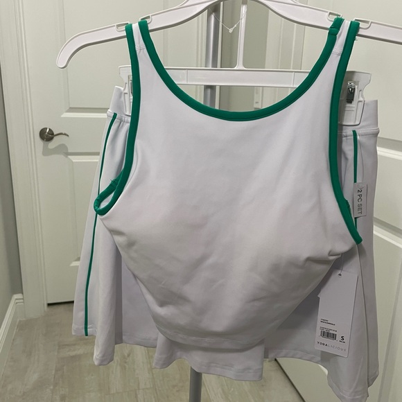 Yogalicious Dresses & Skirts - Yogalicious White Tank Top with Green Trim and skort